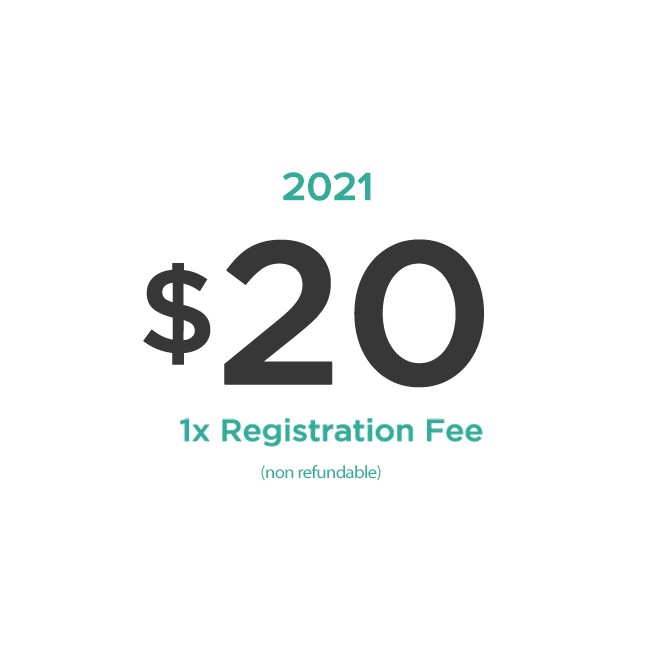 $20  One Time Registration Fee for 2021